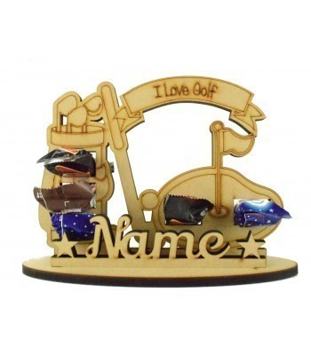 6mm Personalised Golf Shape Mini Chocolate Bar Holder on a Stand - Stand Options